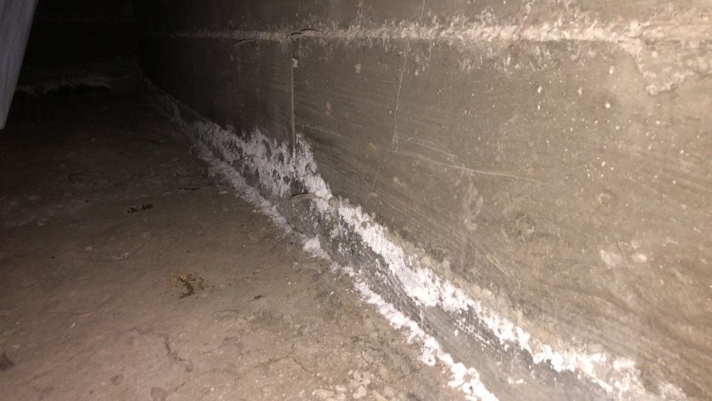 Crack in foundation wall in crawl space.
