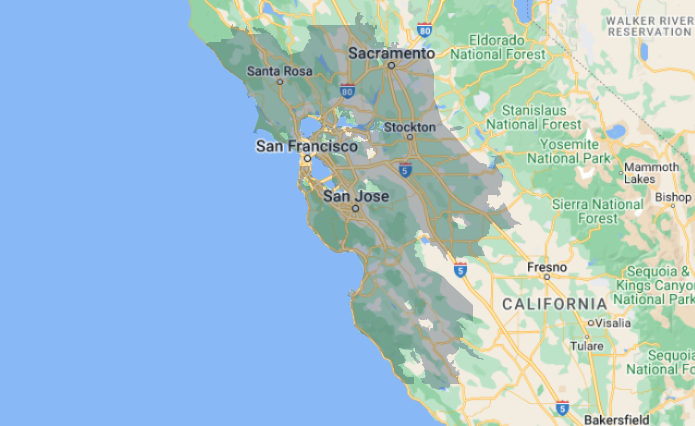 Bay Area Underpinning service area map
